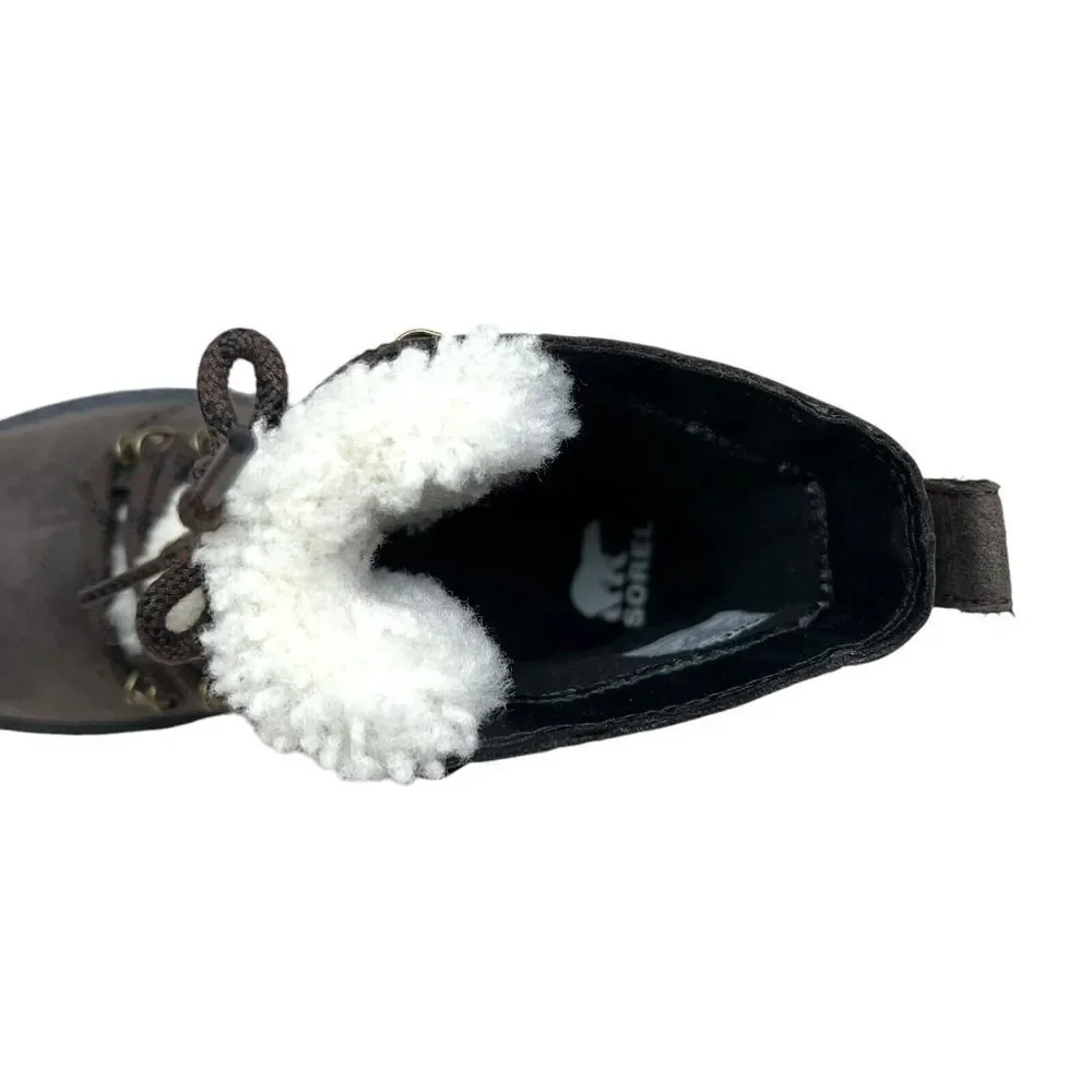 Sorel Womens Boots Lennox‎ Brown Leather Waterproof Lug Soles Lace Up Size 6